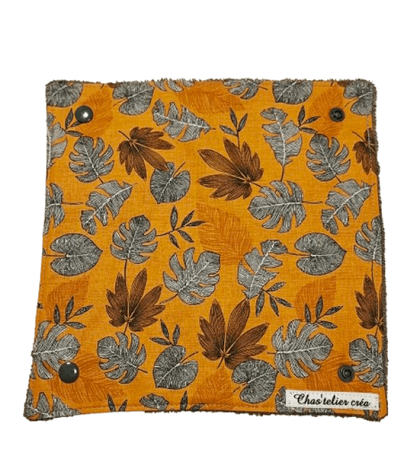 Rouleau d'essui tout " les feuilles en moutarde et gris "