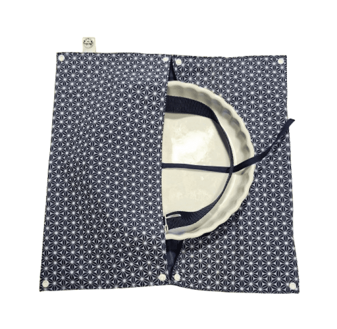 Sac de transport pour tarte ou cake " en bleu et blanc "