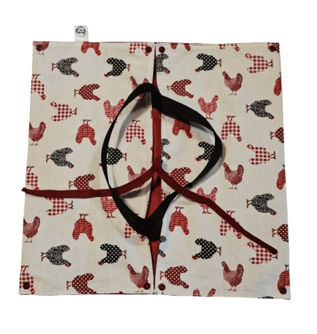 Sac de transport pour tartes ou cakes "les poules en noir et bordeaux"