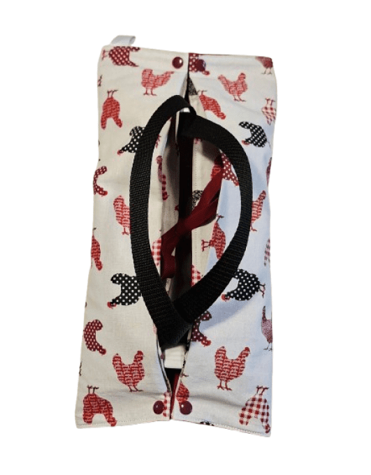 Sac de transport pour tartes ou cakes "les poules en noir et bordeaux"