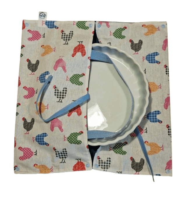 Sac de transport pour tartes ou cakes  " les poules multicolores"