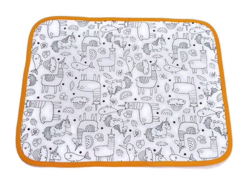 Set de table à colorier lavable "Les animaux licorne "