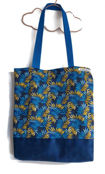 Tot Bag "feuillage bleu "