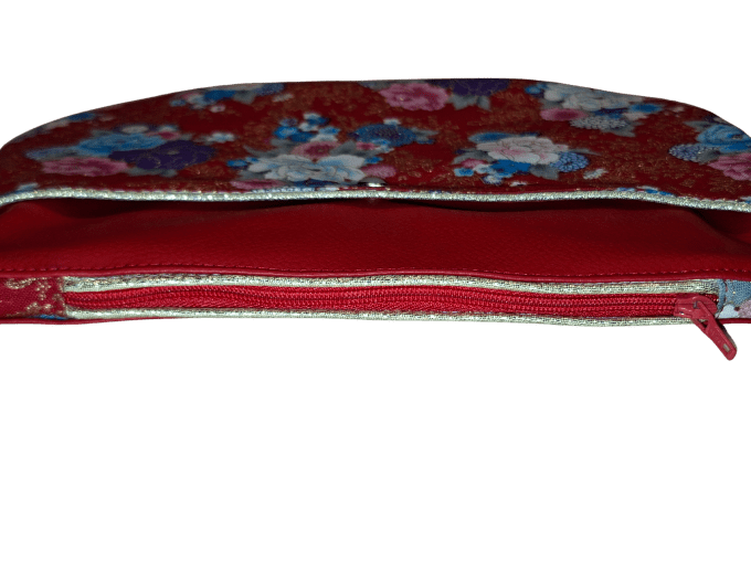 Trousse arrondie fleurs japonisantes