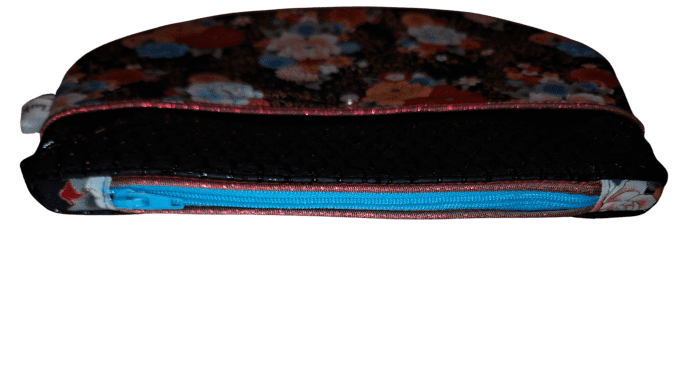 Trousse arrondie simili croco  noir