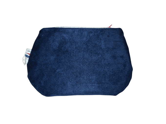 Trousse arrondie velours bleu