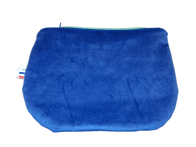 Trousse arrondie velours bleu