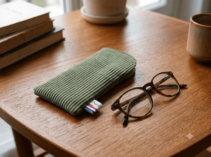 Etui à lunettes  velours vert 