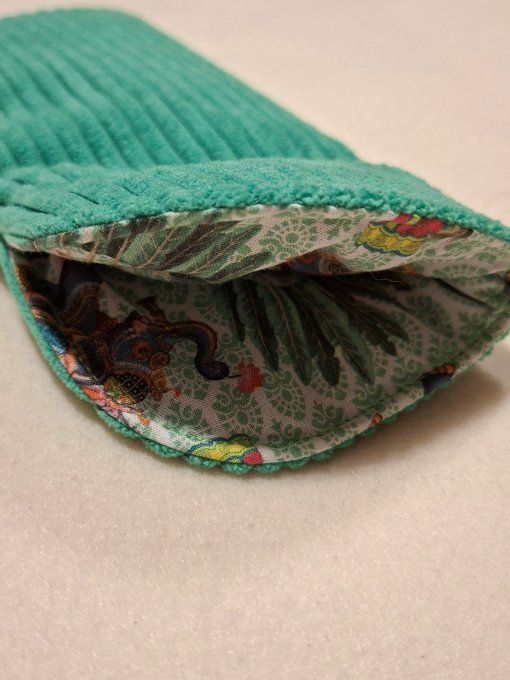 Etui à lunettes velours vert fluo 