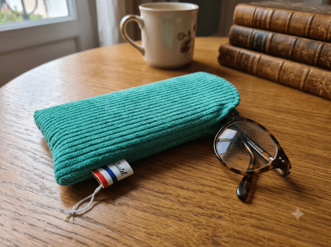 Etui à lunettes velours vert fluo 
