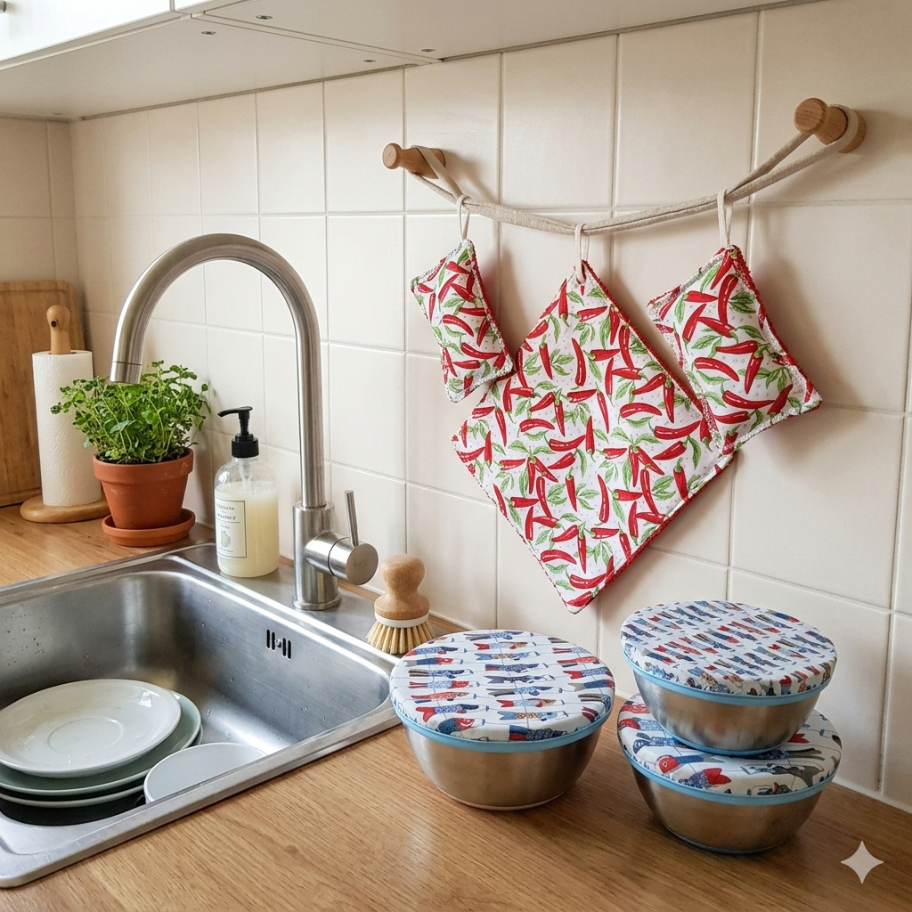 Lot de  lavette ou essui tout  +  éponges lavables